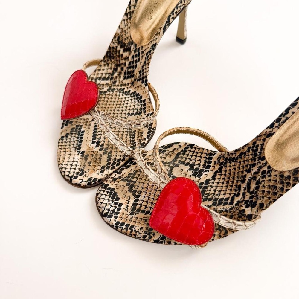 Dolce Gabbana gold snake print heart sandals strappy heels runway vintage US 5 - Picture 3 of 8